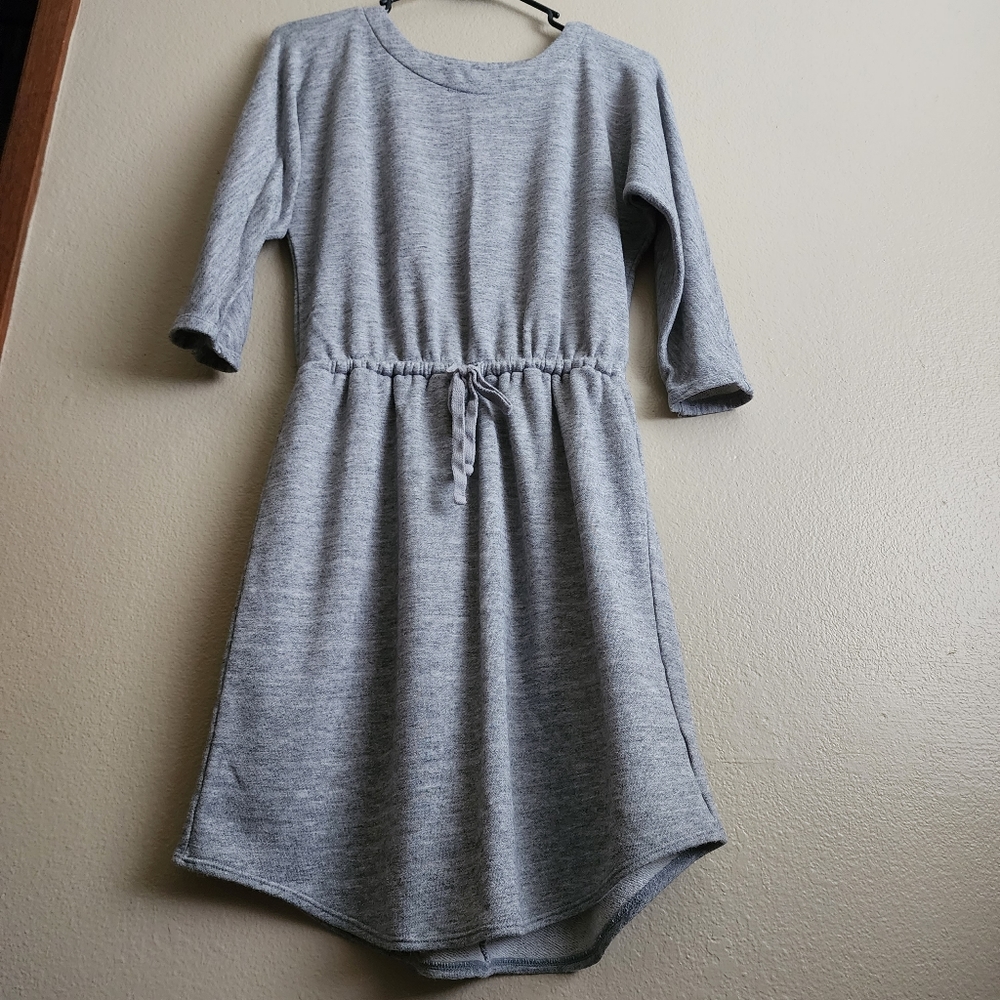 Gray 3/4 Sleeve Sweater Dress